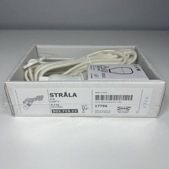 IKEA STRALA Cord Set with E12 Bulb 157" Cord White 503.715.12 NEW Sealed - Picture 1 of 4